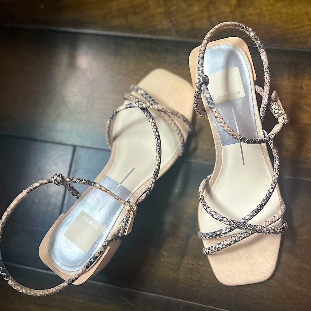 Dolce Vita alligator wrap-around heeled sandals